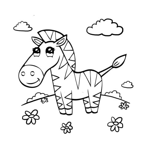 Cute Zebra Coloring Page